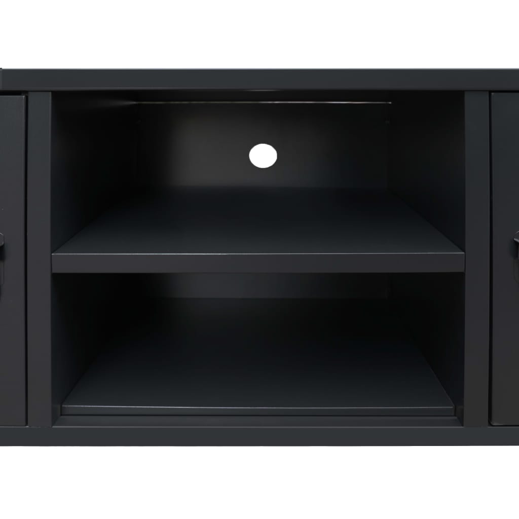 ТВ шкаф в индустриален стил, 120x35x48 cм, черен