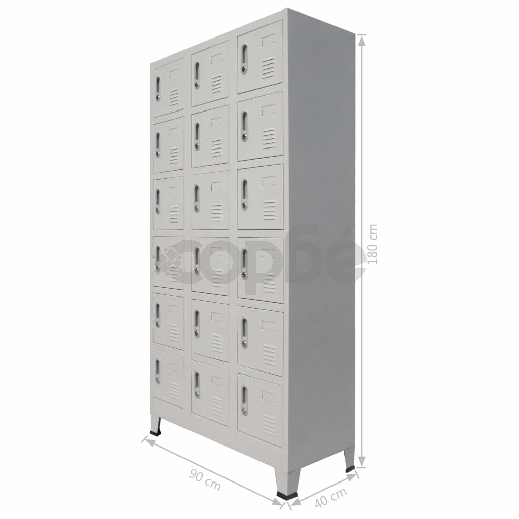 Заключващ се шкаф с 18 отделения, метал, 90x40x180 см 