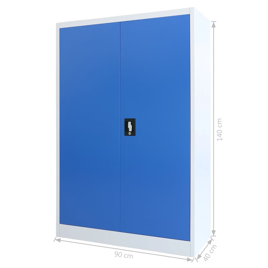 Офис шкаф, метал, 90x40x140 см, сиво и синьо