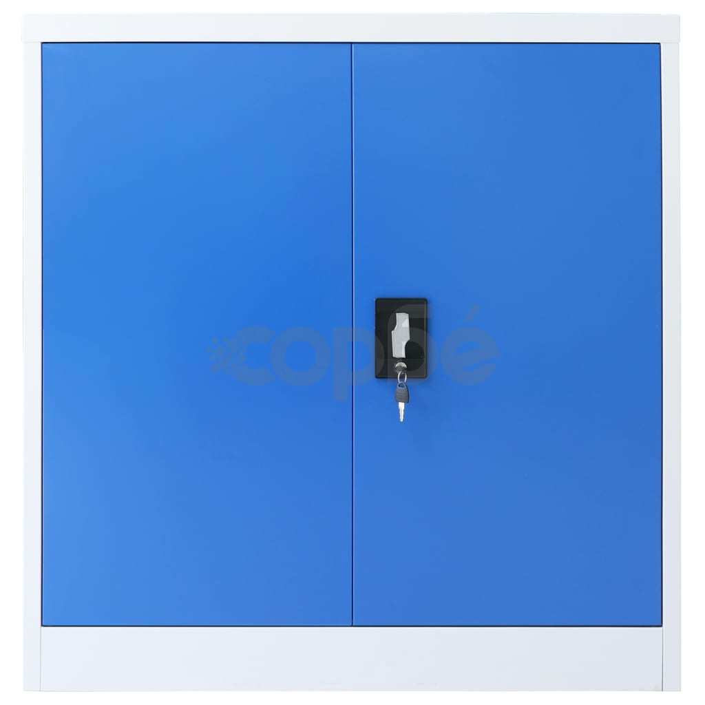 Метален офис шкаф, 90x40x90 см, сиво и синьо