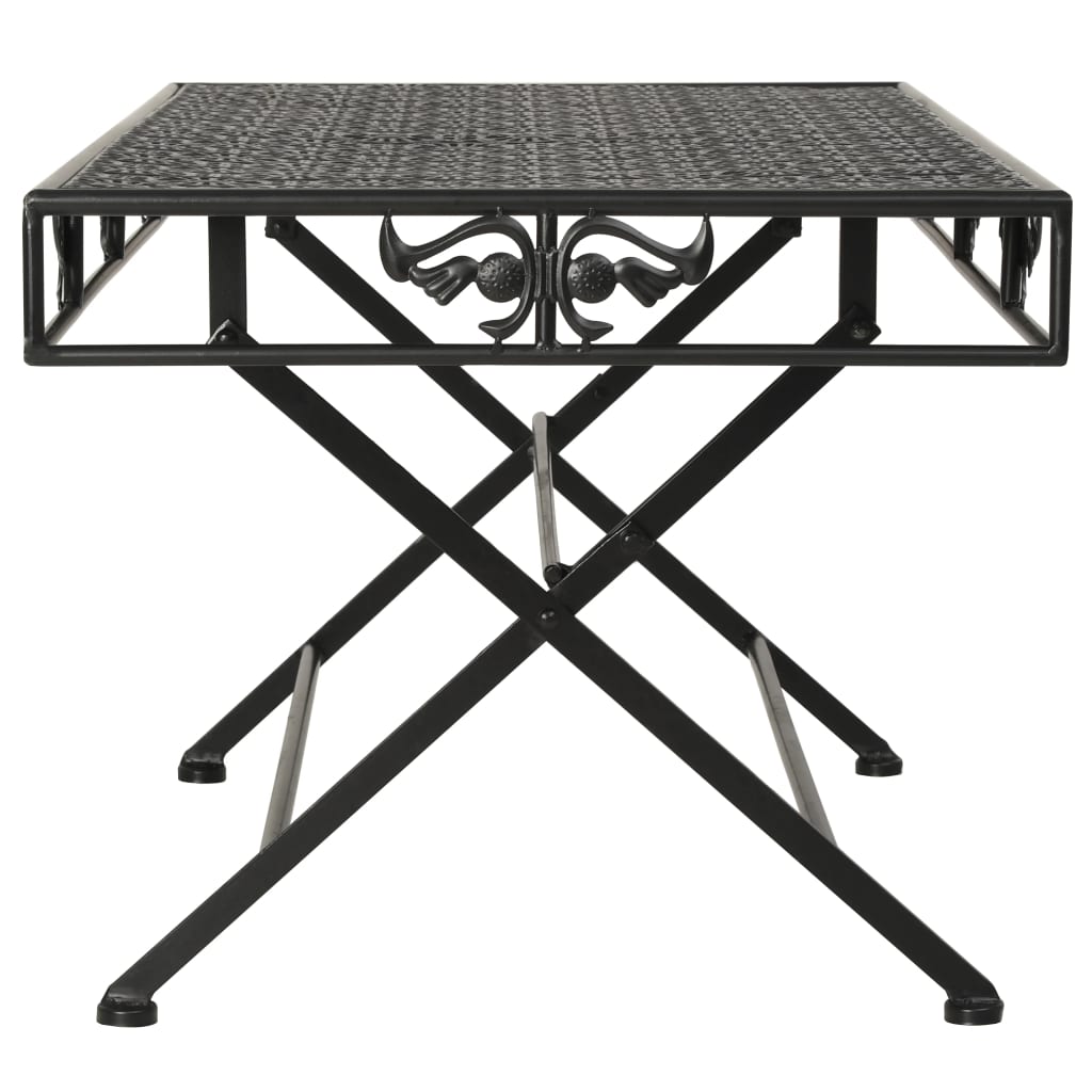 Сгъваема маса за кафе, винтидж стил, метал, 100x50x45 см, черна