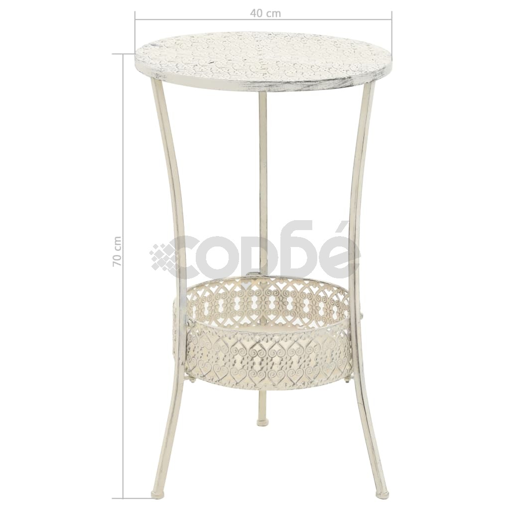 Бистро маса, винтидж стил, кръгла, метал, 40x70 см, бяла