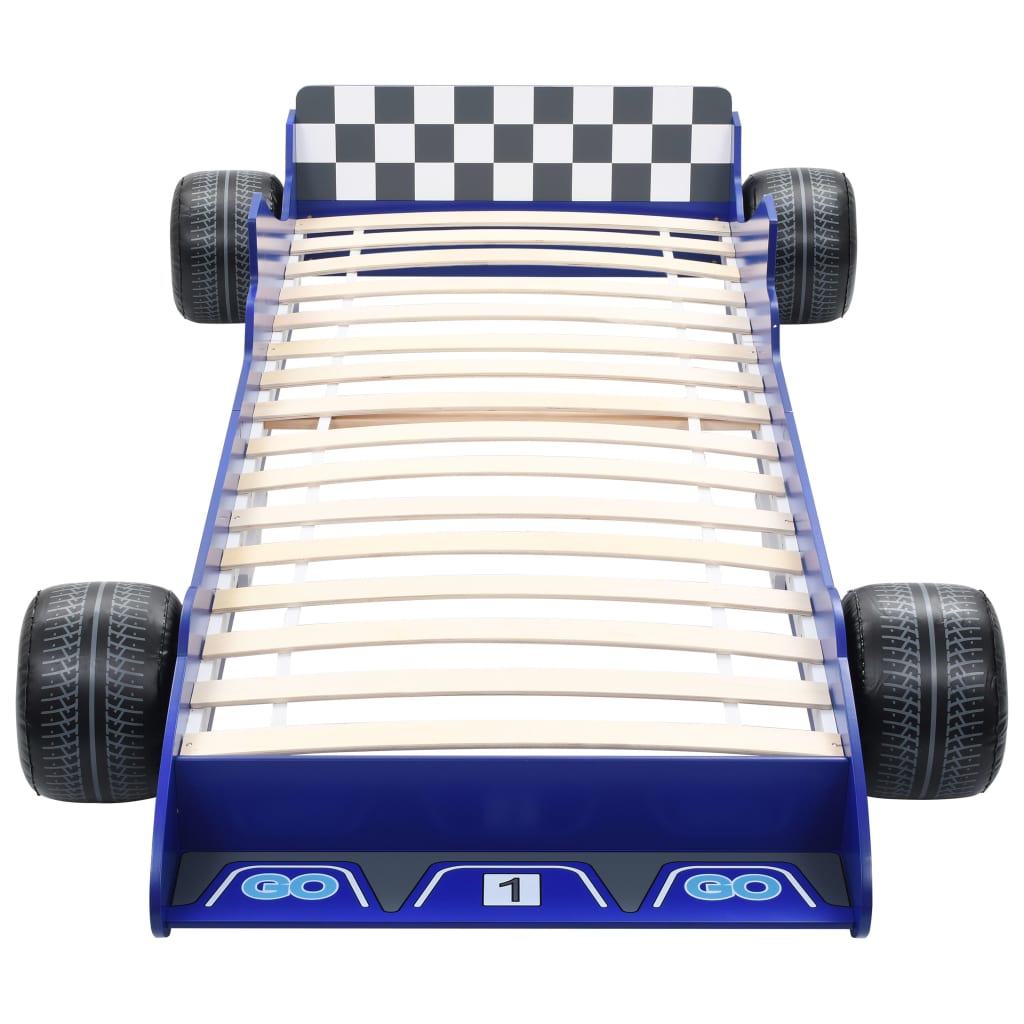 Детско легло състезателна кола, 90x200 cм, синьо