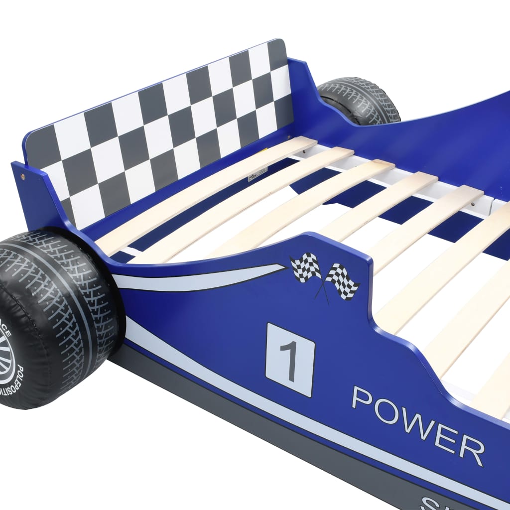 Детско легло състезателна кола, 90x200 cм, синьо