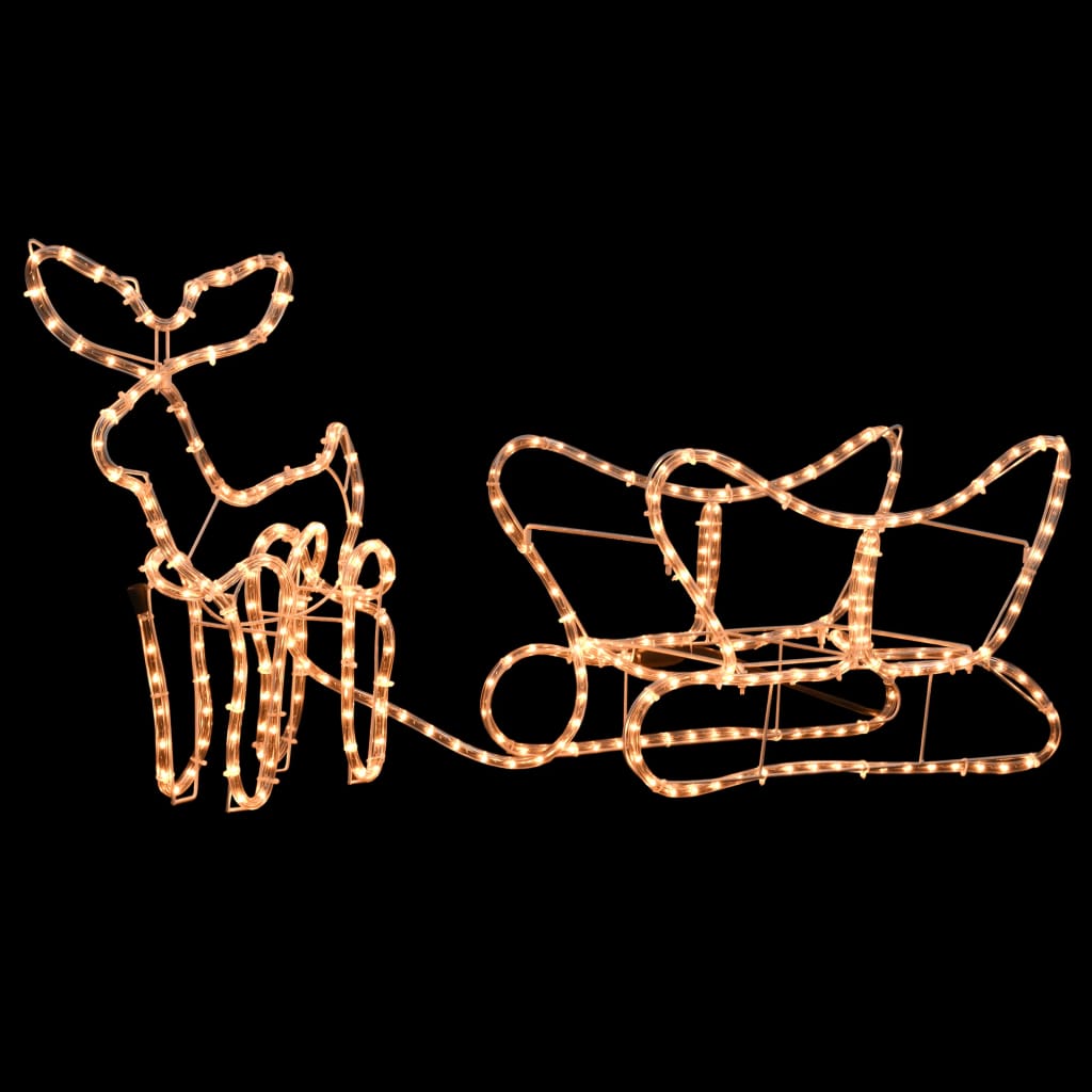 Коледна украса, светещ елен с шейна, 110x24x47 см