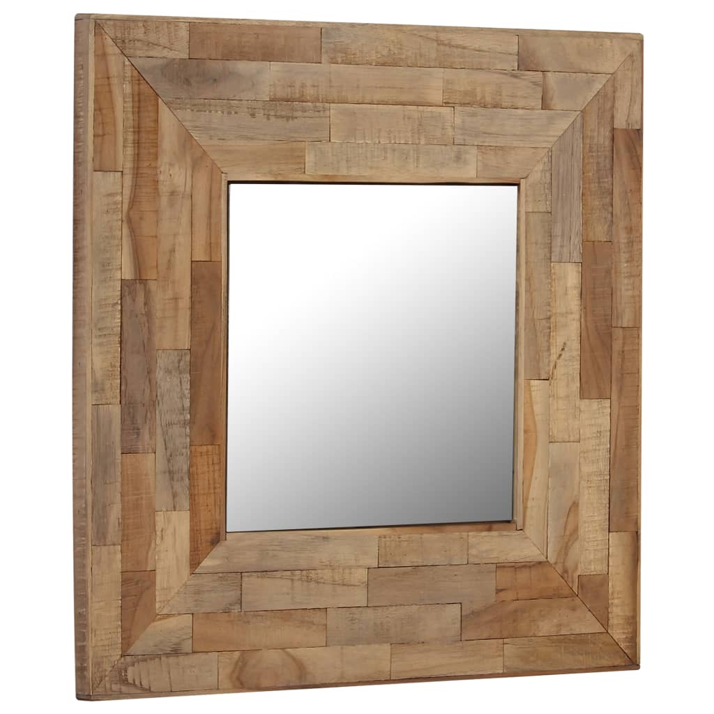 Огледало, регенерирана тикова дървесина, 50x50 см