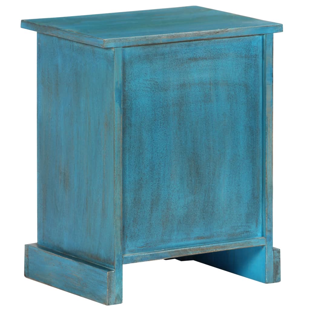 Нощно шкафче, мангово дърво масив, 40х30х50 см, синьо