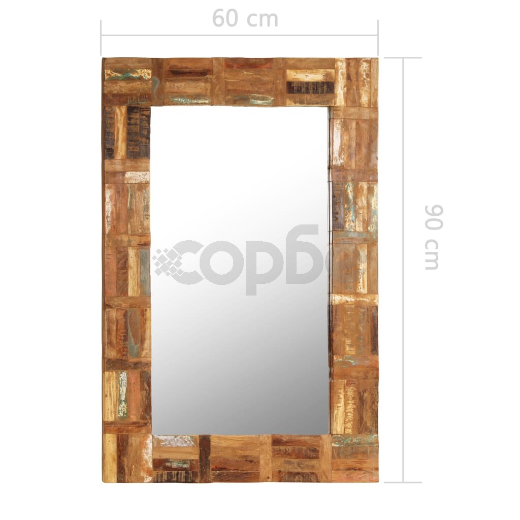 Огледало за стена, регенерирано дърво масив, 60x90 cм