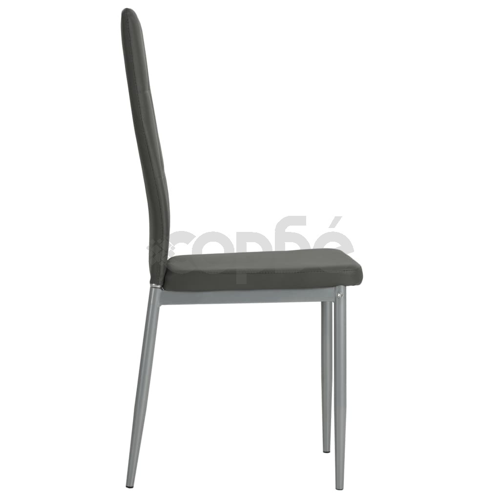 Трапезни столове, 2 бр, сиви, изкуствена кожа