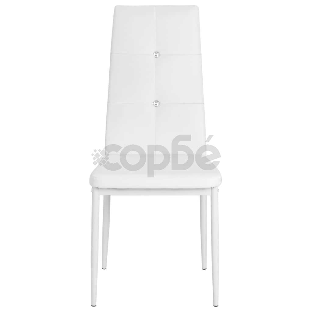 Трапезни столове, 2 бр, бели, изкуствена кожа