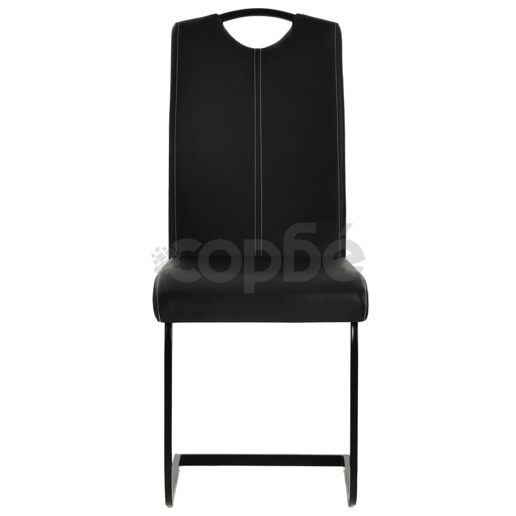 Конзолни трапезни столове, 4 бр, черни, изкуствена кожа