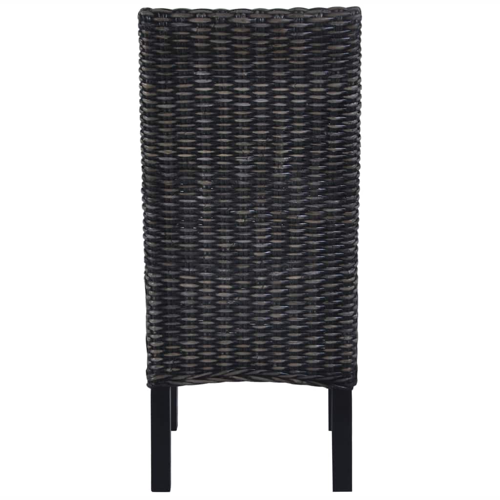 Трапезни столове, 2 бр, черни, кубу ратан и мангова дървесина