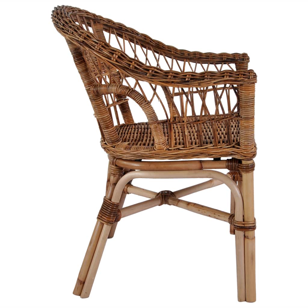 Градински стол, естествен ратан, кафяв