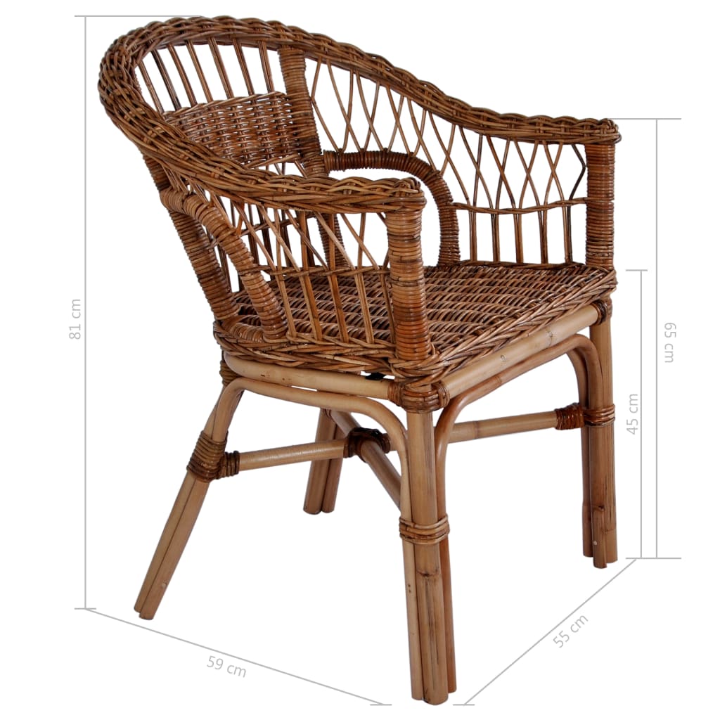 Градински стол, естествен ратан, кафяв