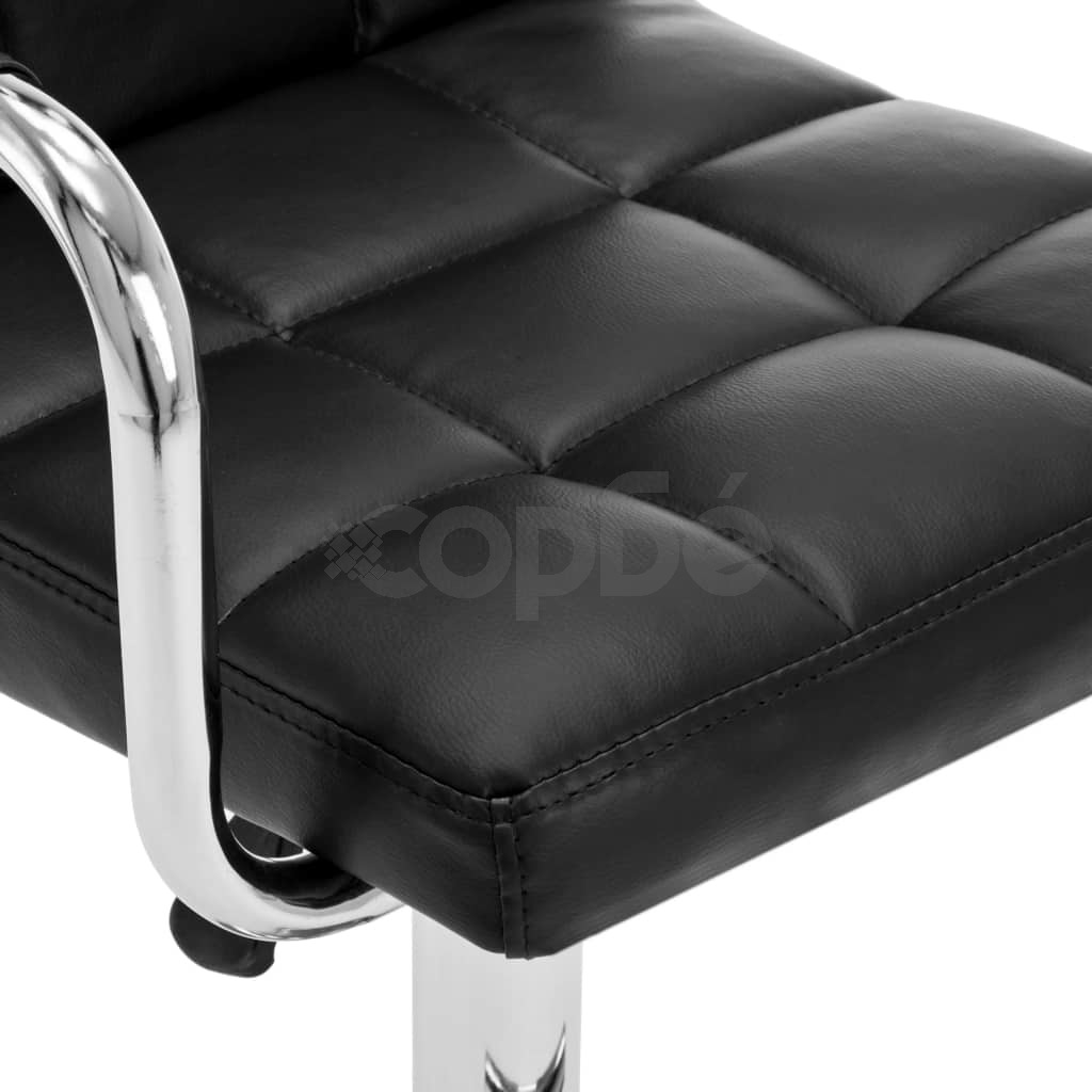 Бар столове с подлакътници, 2 бр, черни, изкуствена кожа