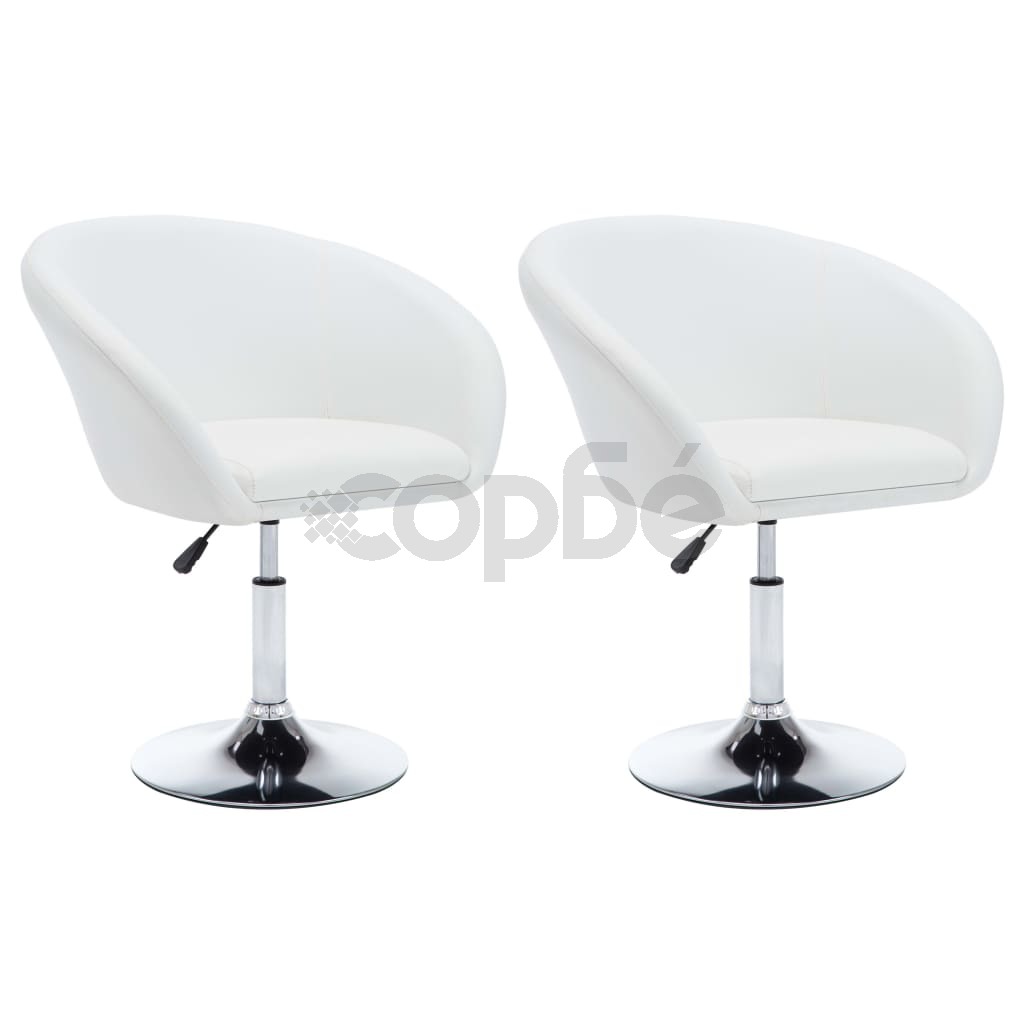 Въртящи се трапезни столове, 2 бр, бели, изкуствена кожа