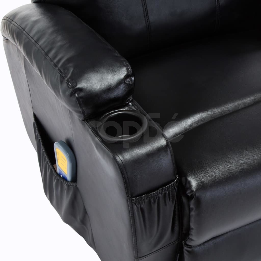 Масажен стол с люлееща функция, черен, изкуствена кожа