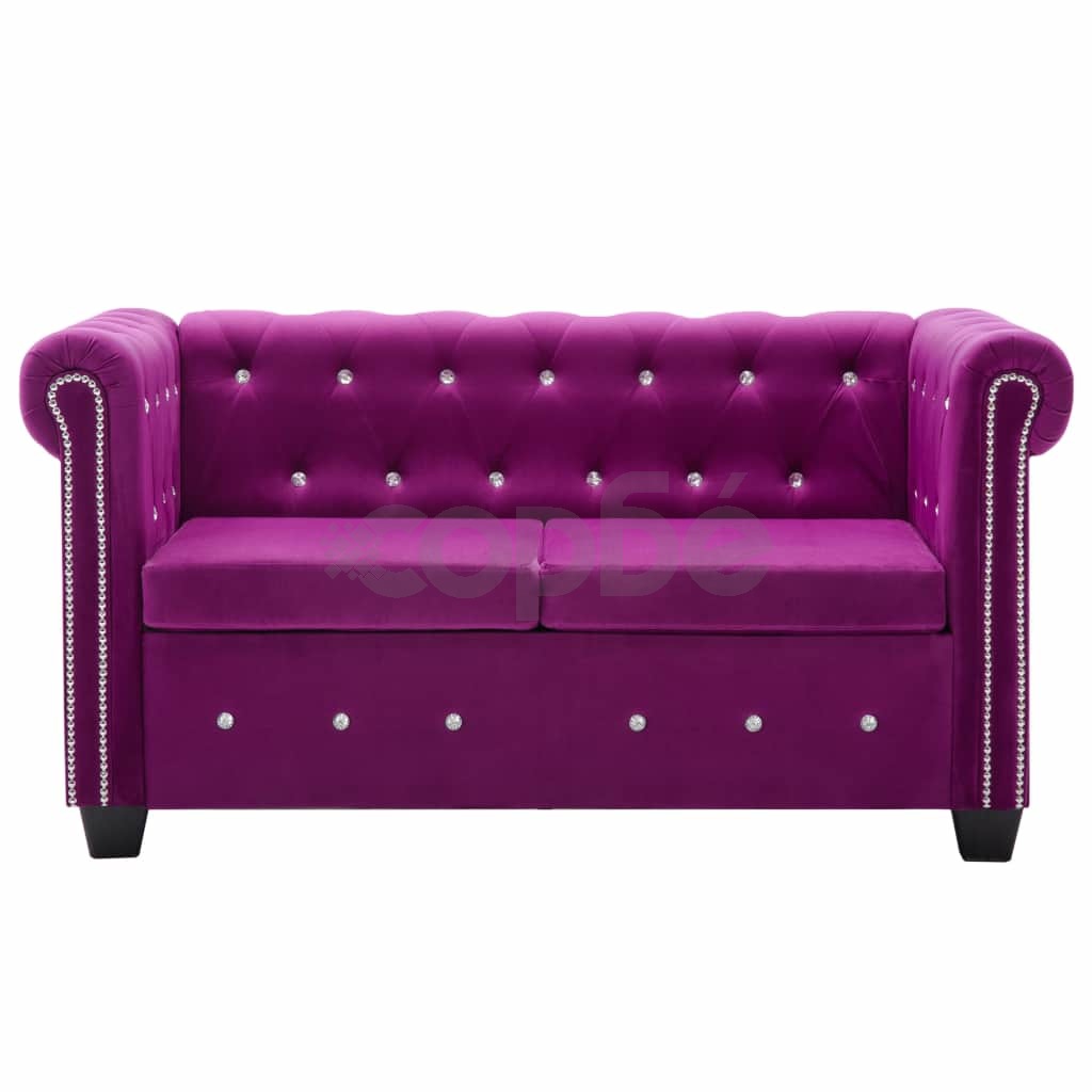 2-местен Честърфийлд диван, кадифе, 146x75x72 см, лилав