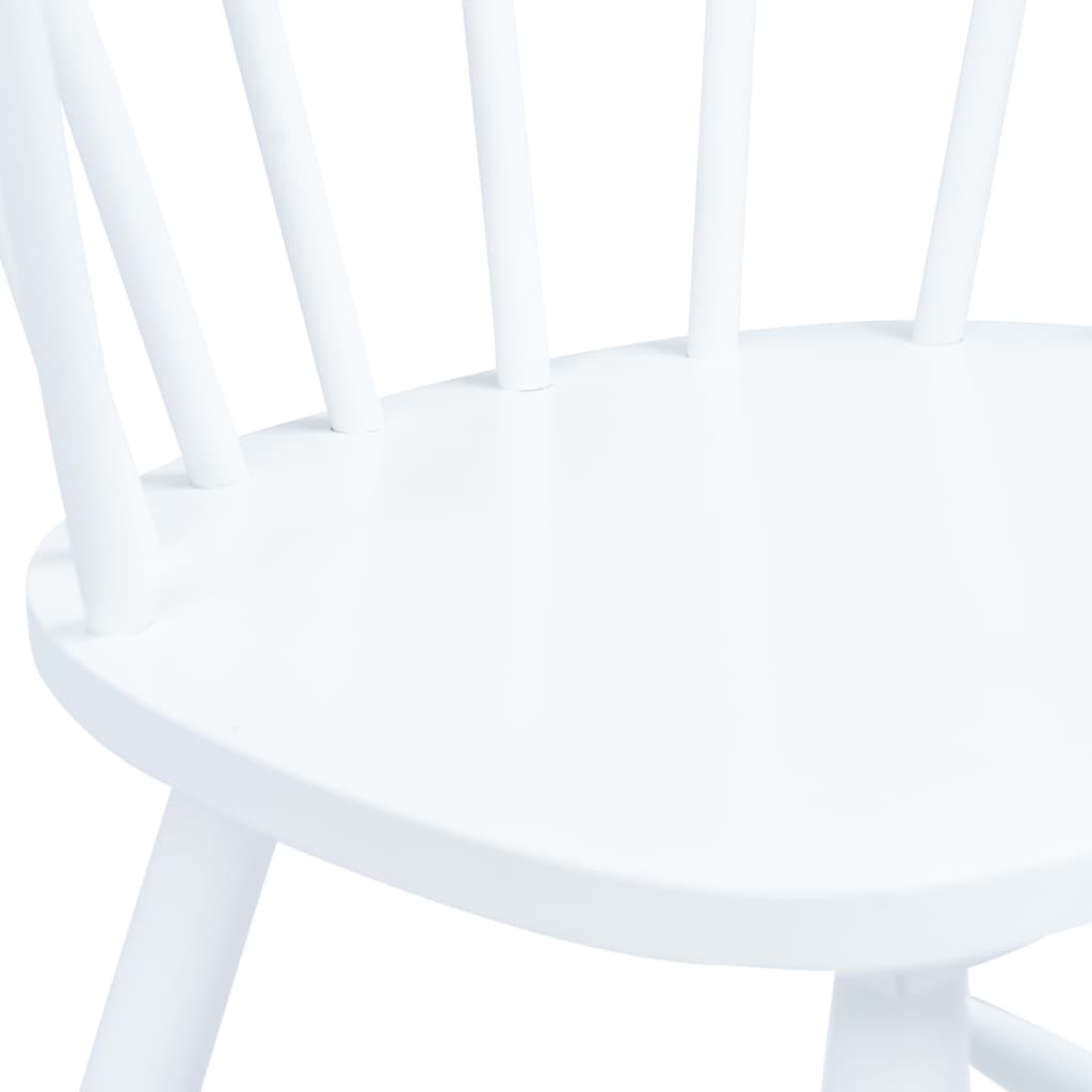 Трапезни столове, 4 бр, бели, каучуково дърво масив