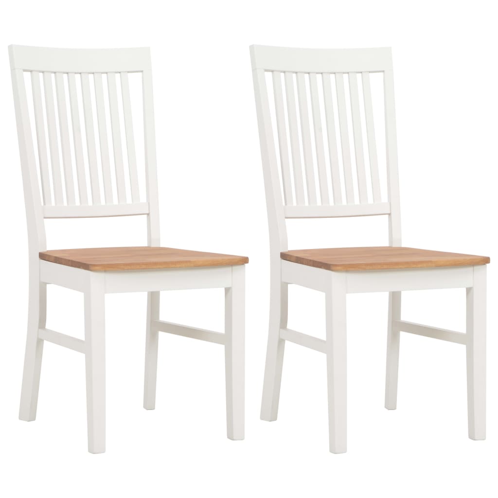 Трапезни столове, 2 бр, бели, дъбова дървесина масив
