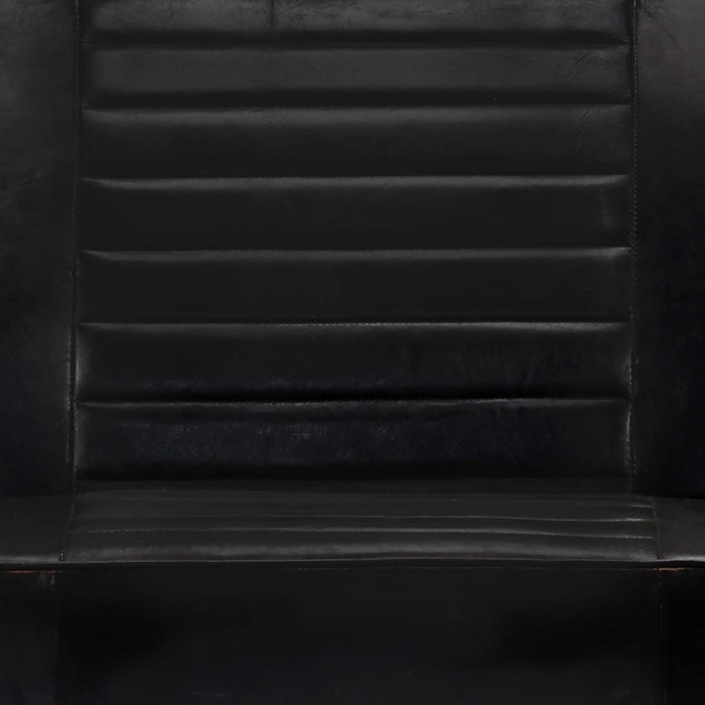 2-местен диван, черен, естествена кожа