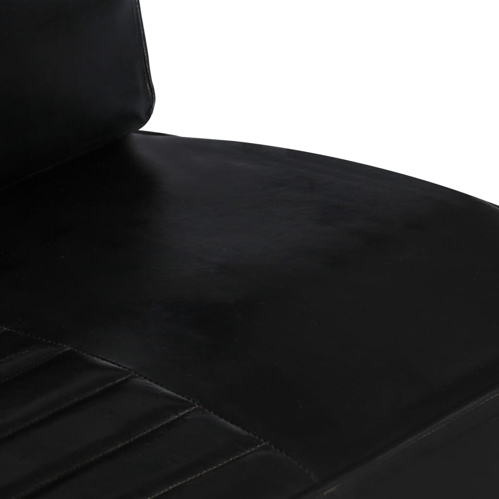2-местен диван, черен, естествена кожа