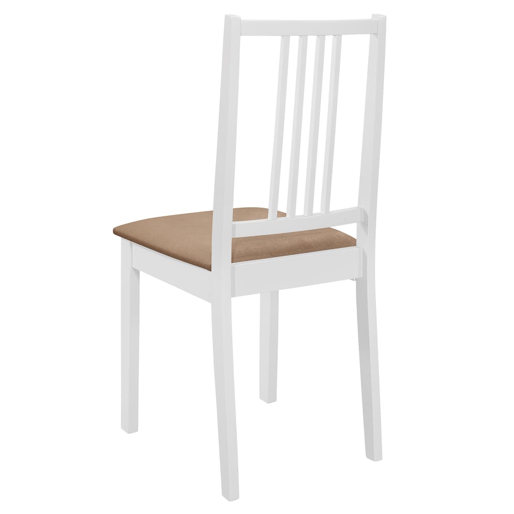 Трапезни столове с тапицерия, 2 бр, бели, масивна дървесина