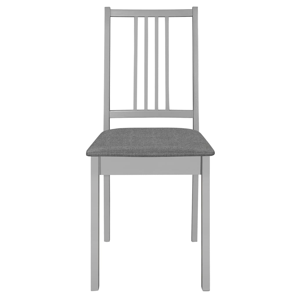 Трапезни столове с тапицерия, 2 бр, сиви, масивна дървесина