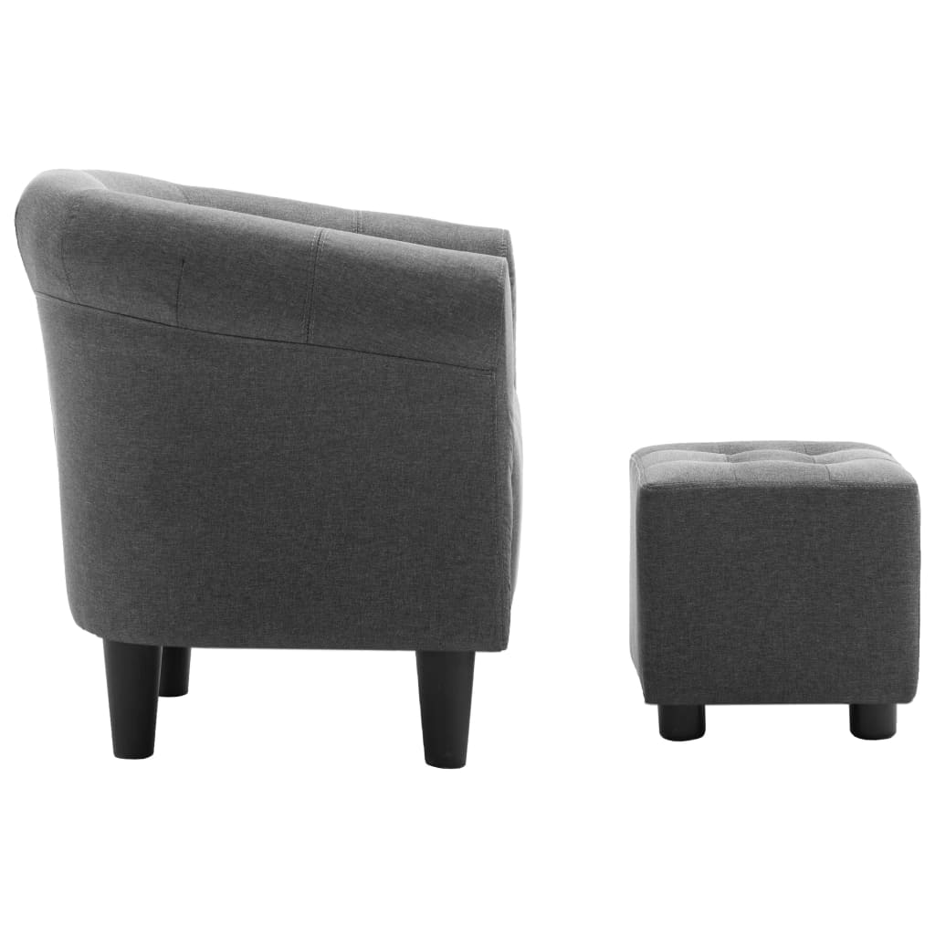 Комплект фотьойл с табуретка, 2 части, тъмносив, плат