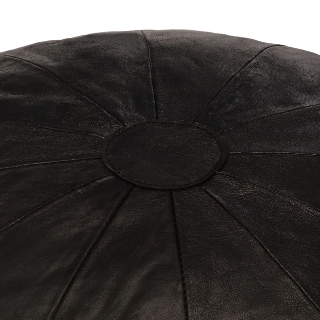 Пуф, черен, 40x35 см, естествена козя кожа
