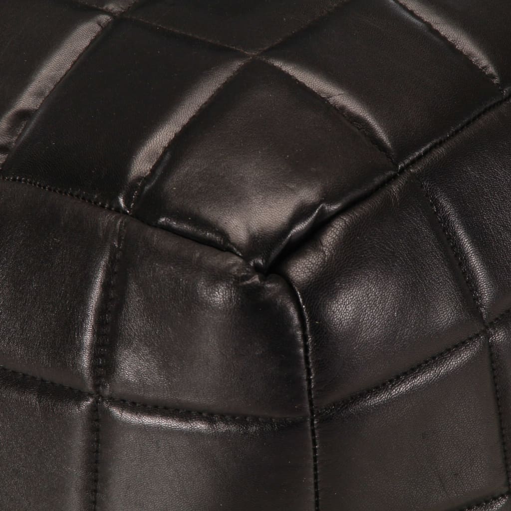 Пуф, черен, 40x40x40 см, естествена козя кожа