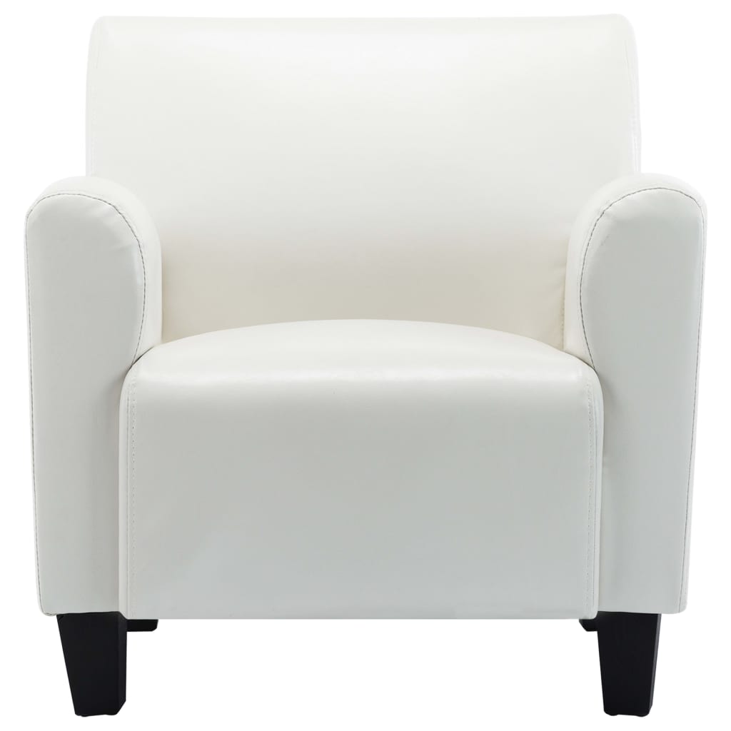 Кресло, бяло, изкуствена кожа
