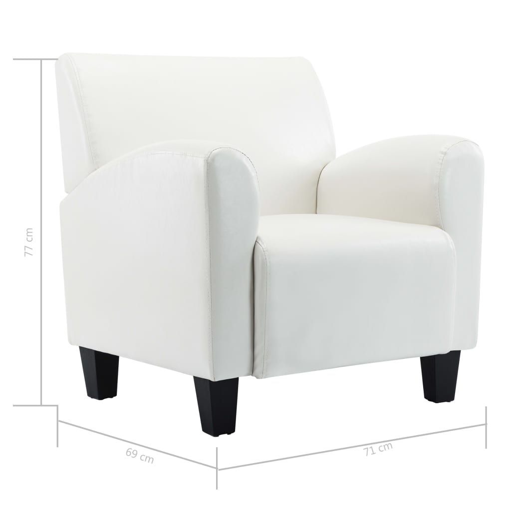 Кресло, бяло, изкуствена кожа