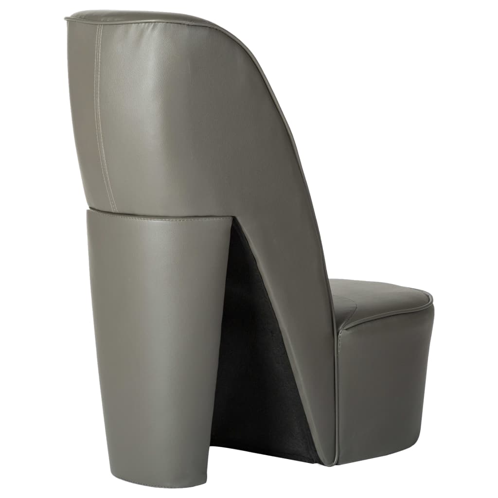 Стол във форма на обувка на висок ток, сив, изкуствена кожа