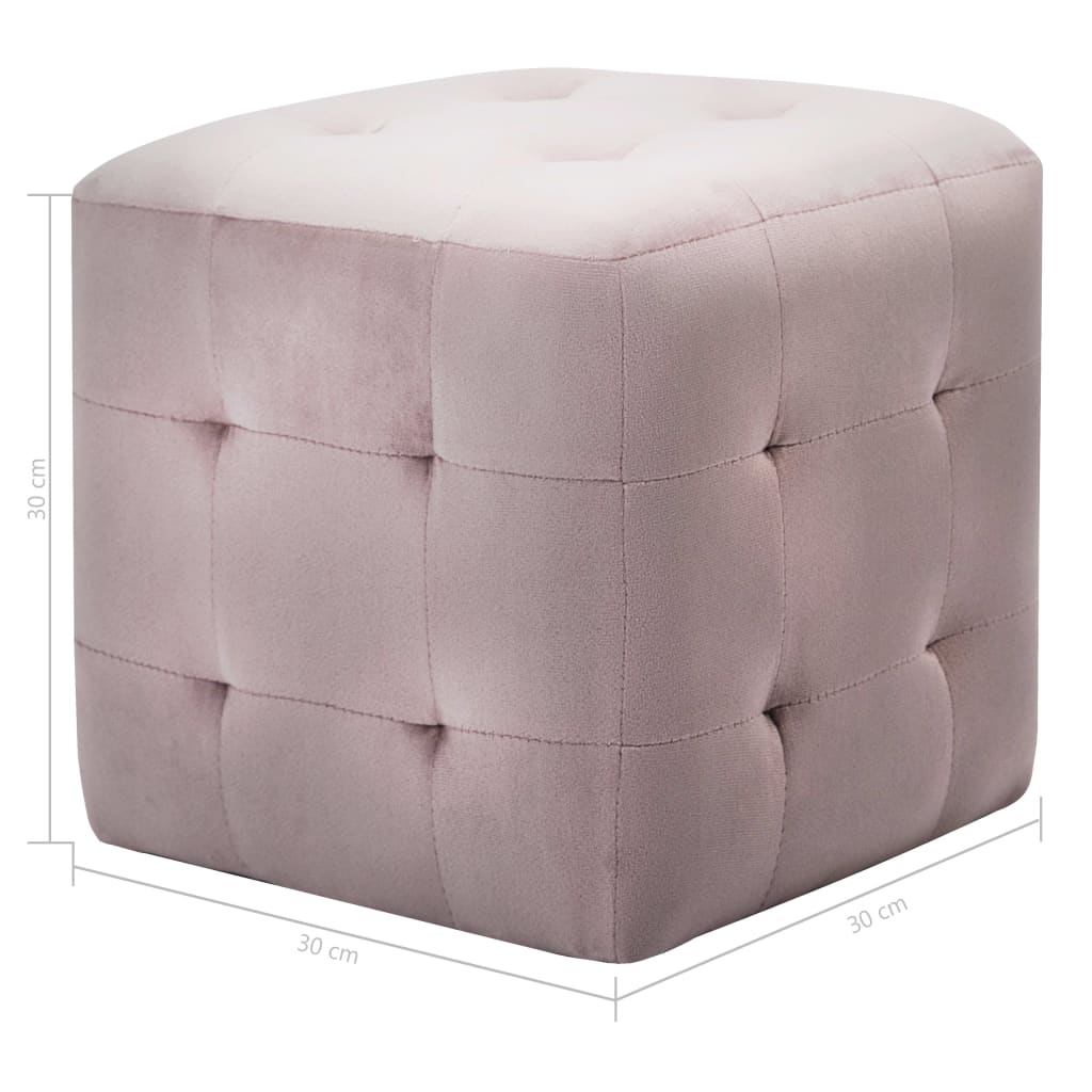 Нощни шкафчета, 2 бр, розови, 30x30x30 см, кадифен текстил