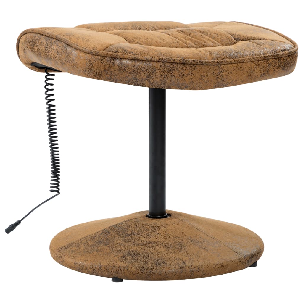 Масажен стол с табуретка за крака, кафяв, изкуствен велур