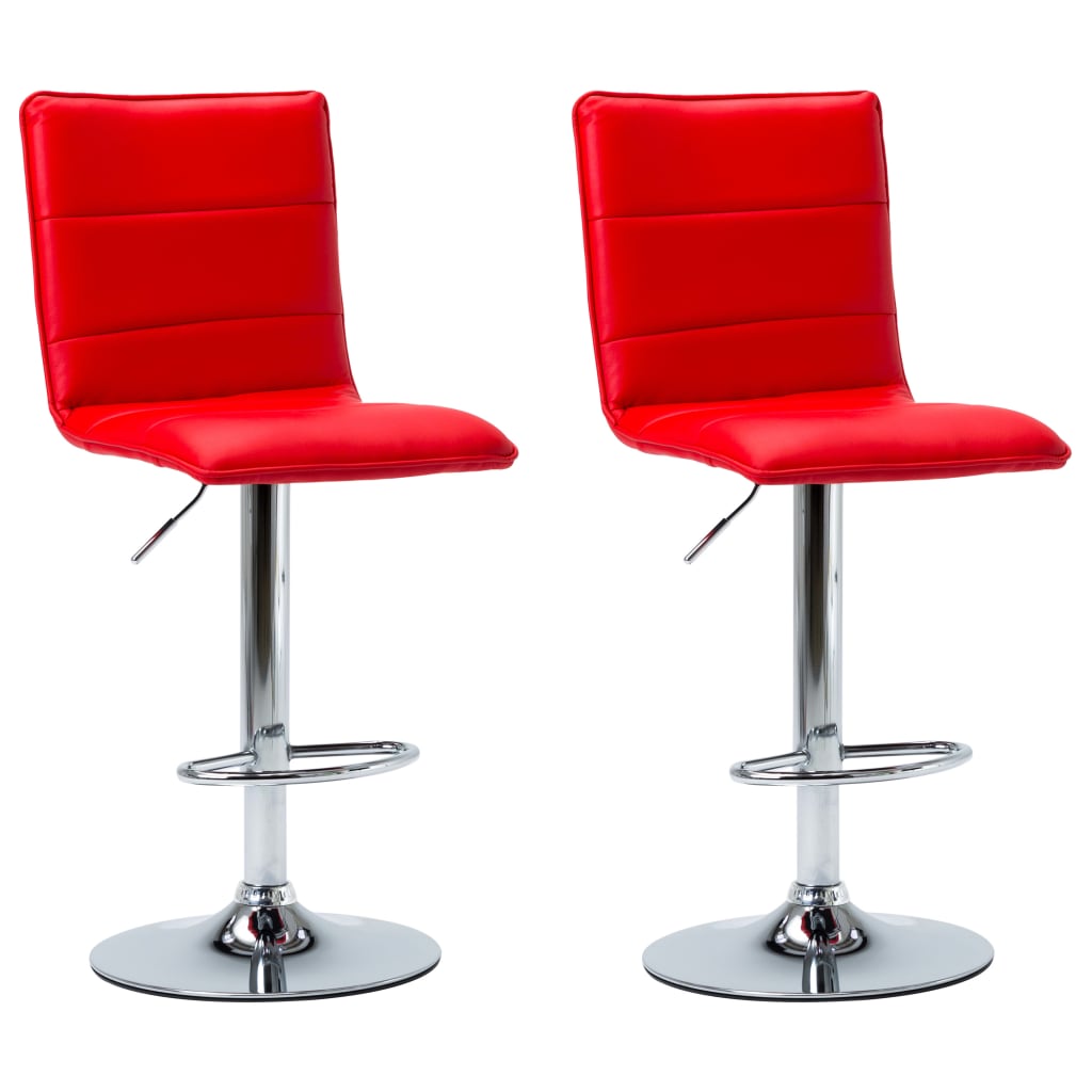 Бар столове, 2 бр, червени, изкуствена кожа