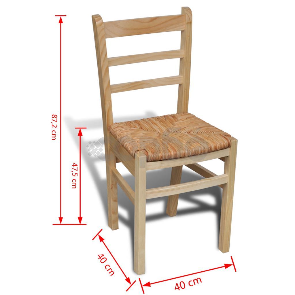 Дървени трапезни столове, 6 броя, натурално лакирани