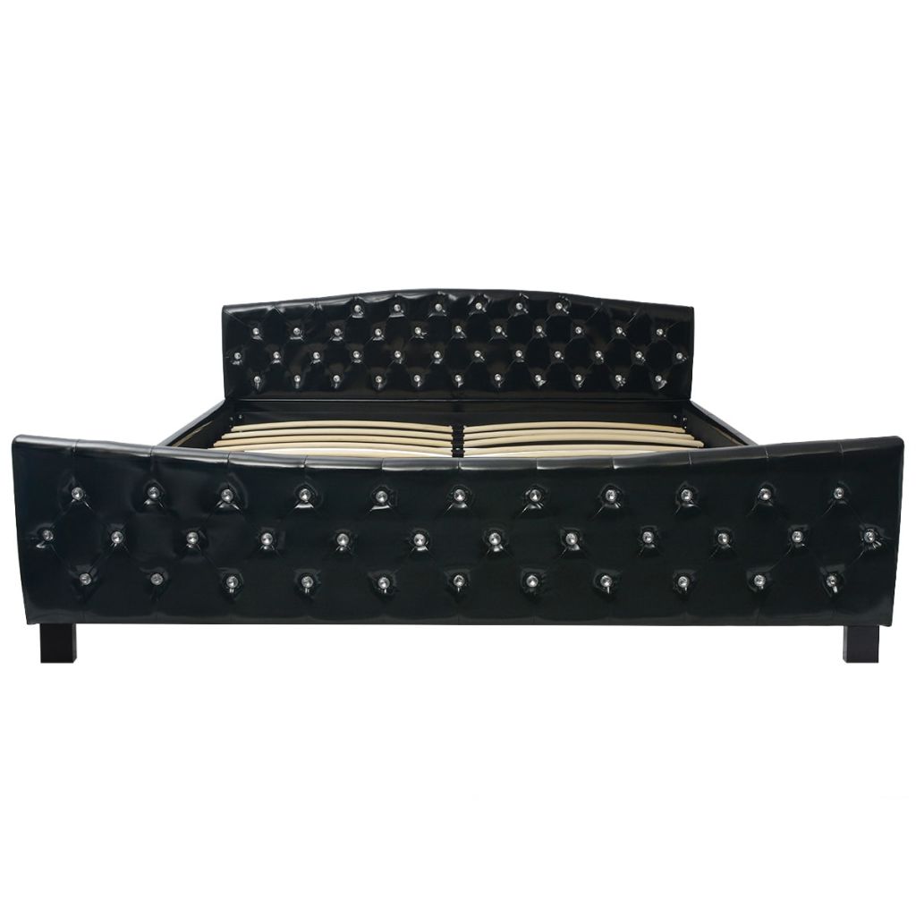 Легло с матрак, черно, изкуствена кожа, 180x200 см