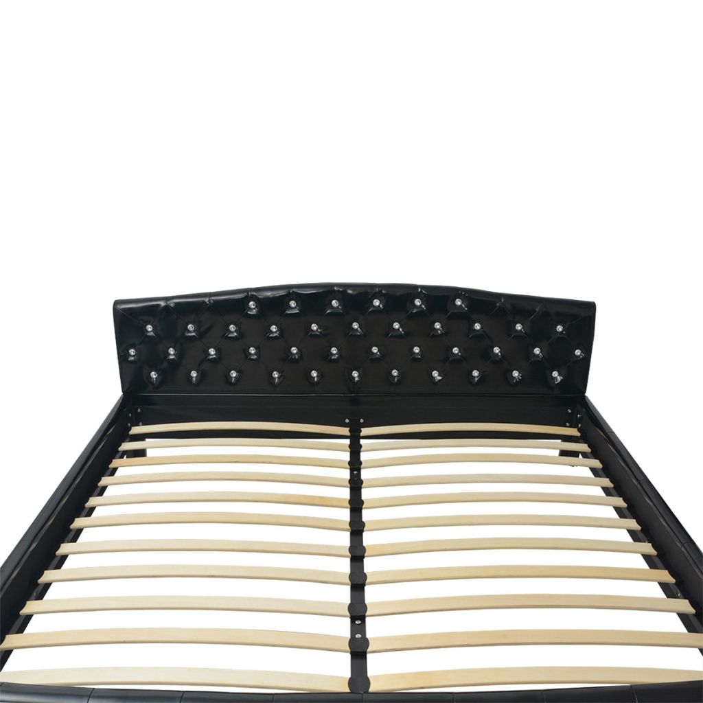 Легло с матрак, черно, изкуствена кожа, 180x200 см