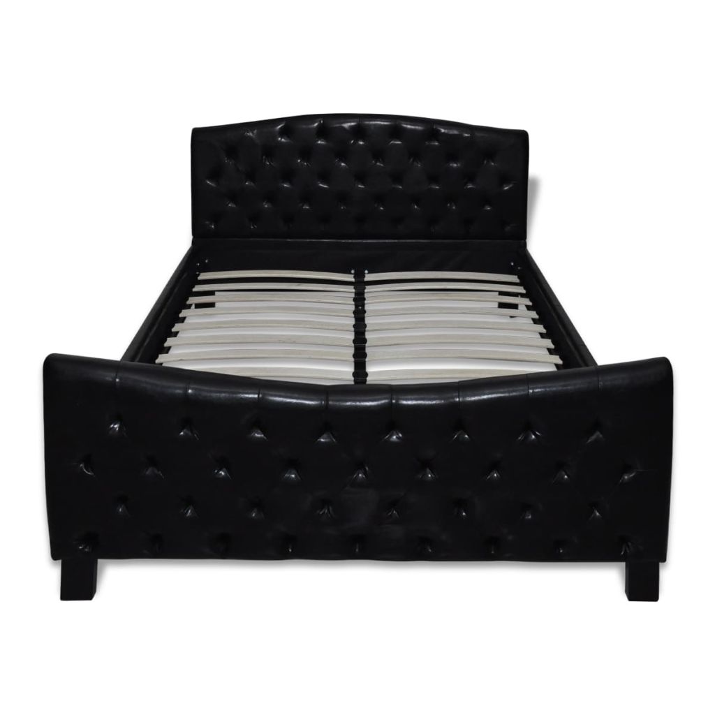 Легло с матрак, черно, изкуствена кожа, 140x200 см