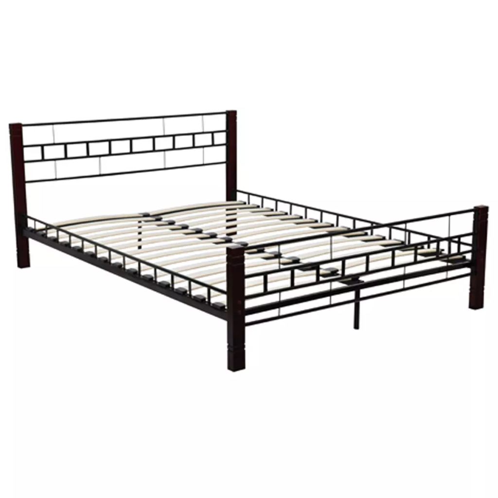 Легло с матрак, черно, метал, 180x200 см
