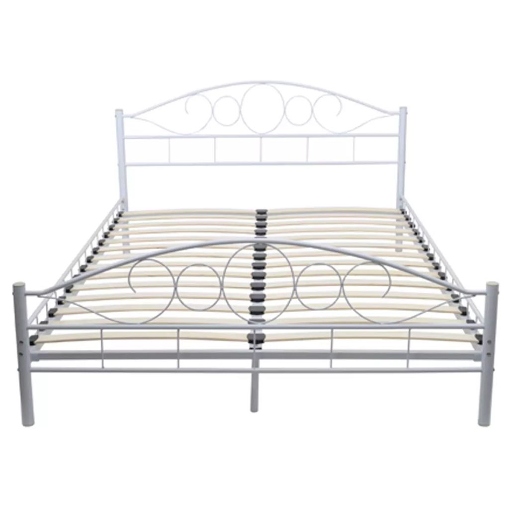 Легло с матрак, бяло, метал, 180x200 см