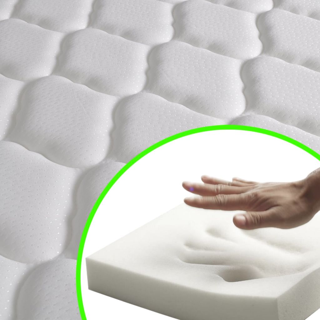 Легло с мемори матрак, бяло, изкуствена кожа, 140x200 см