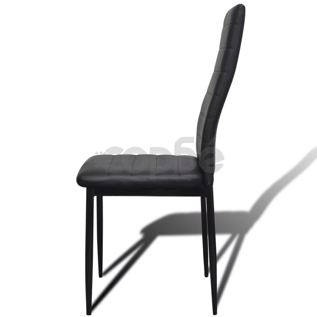 Трапезен комплект 4 черни стола Slim Line и 1 маса със стъклен плот