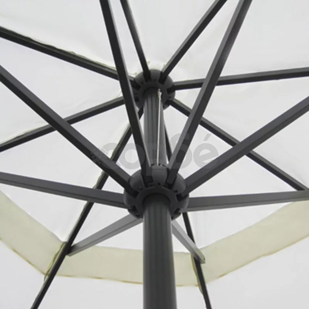 Градински чадър с алуминиева рамка, бял и преносима стойка