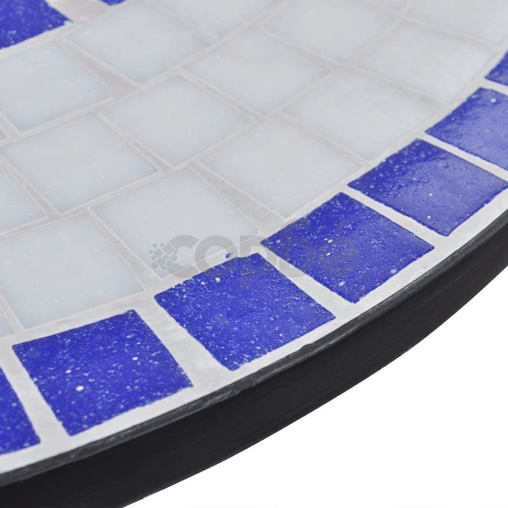 Бистро комплект, 3 части, керамични плочки в синьо и бяло