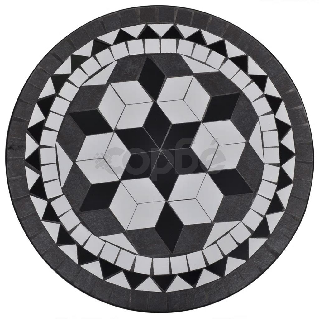 Бистро комплект, 3 части, керамични плочки в черно и бяло