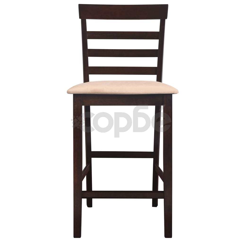 Комплект кафява дървена конзолна маса и 4 бар стола