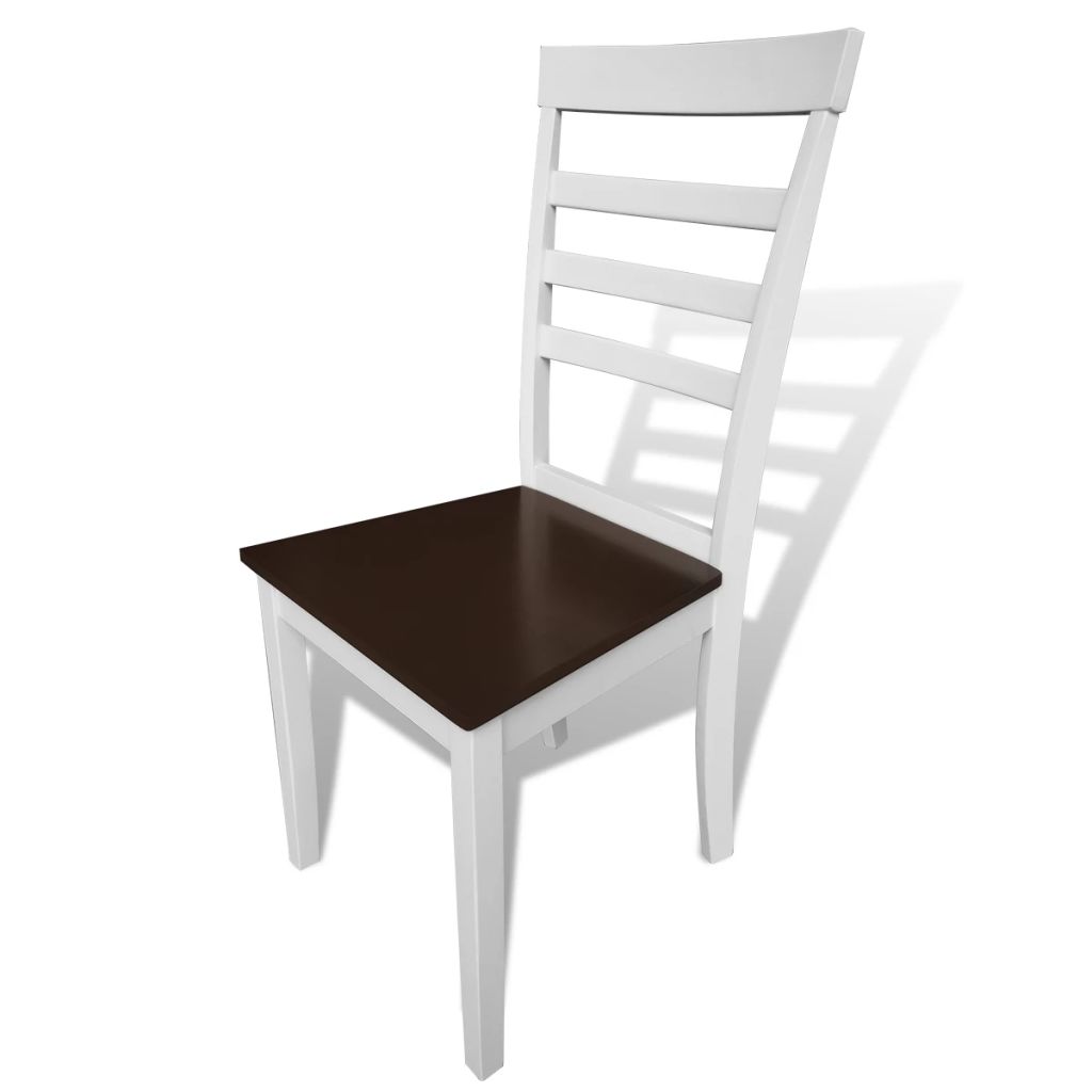 Трапезен комплект маса и 4 стола, кафяво и бяло, солидно дърво
